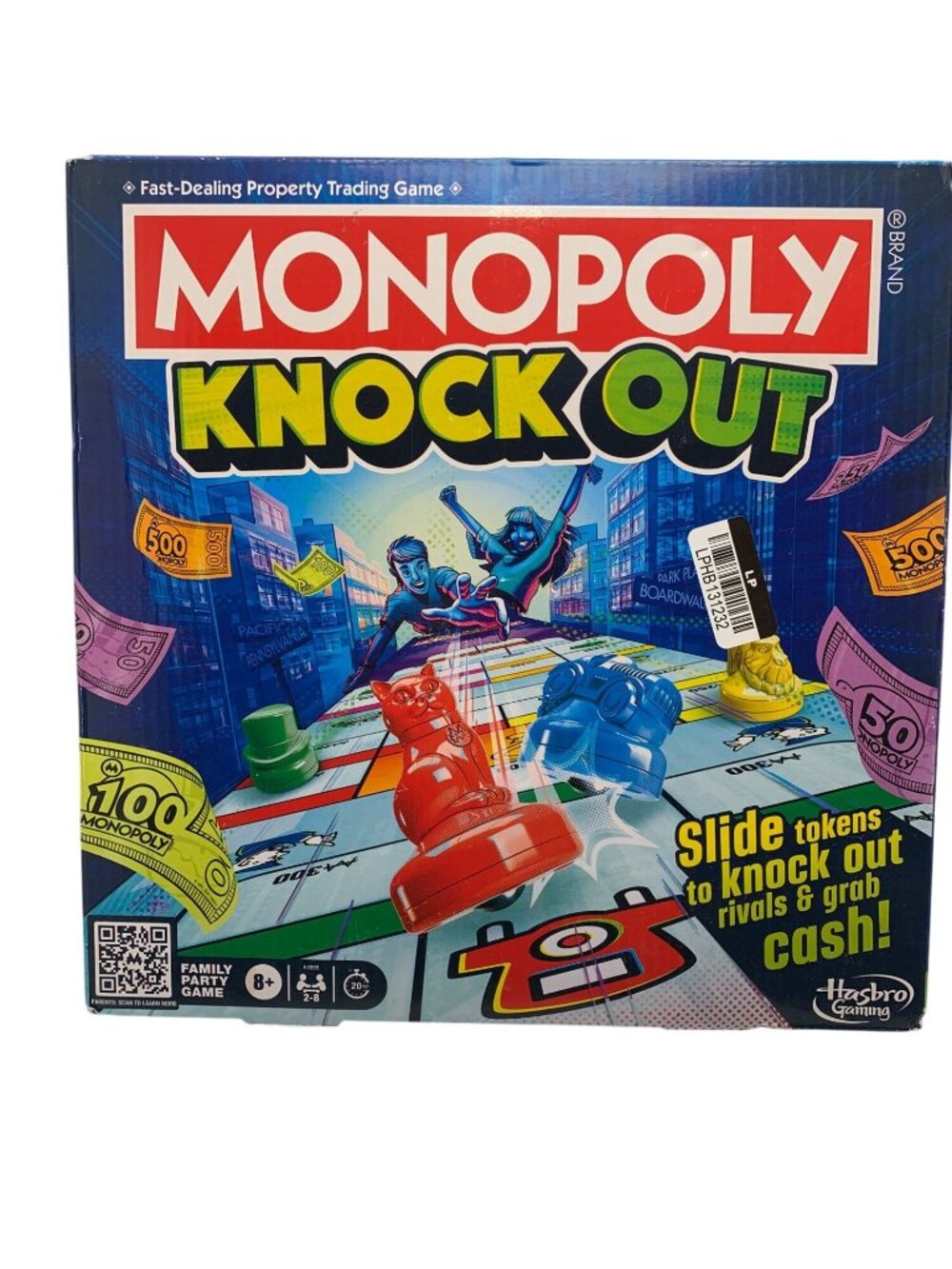 Monopoly Knock Out Fast-Dealing Property Trading Board Game W/ Sliding Tokens Ha